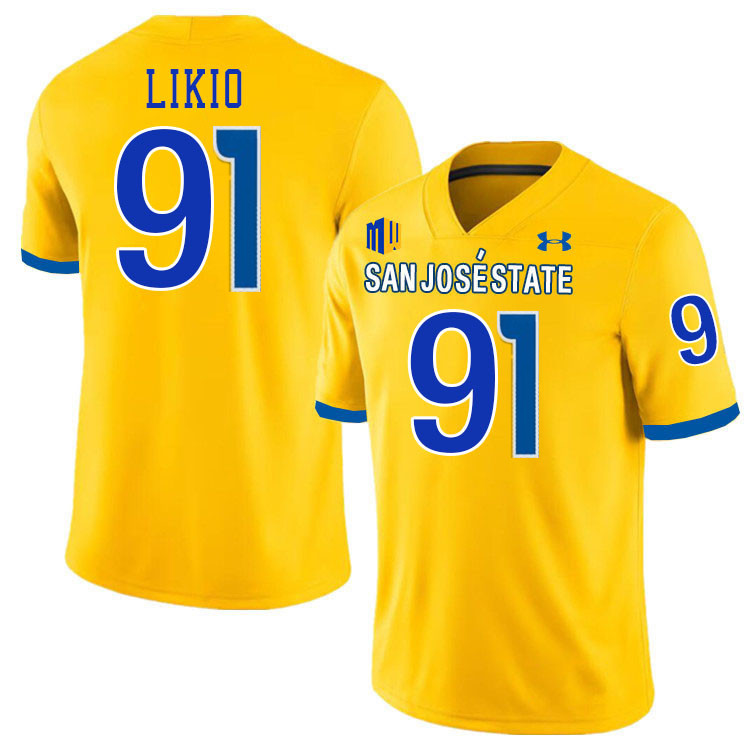 San Jose State Spartans #91 Quincy Likio College Football Jerseys,Uniforms-Gold